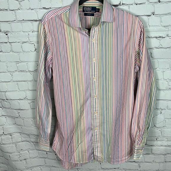 Polo Ralph Lauren Blue Label Regent Custom fit 15 1/2 32/33 Pastel stripes - Picture 1 of 7